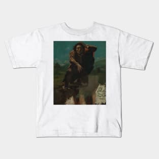 The Man Made Mad with Fear by Gustave Courbet Kids T-Shirt